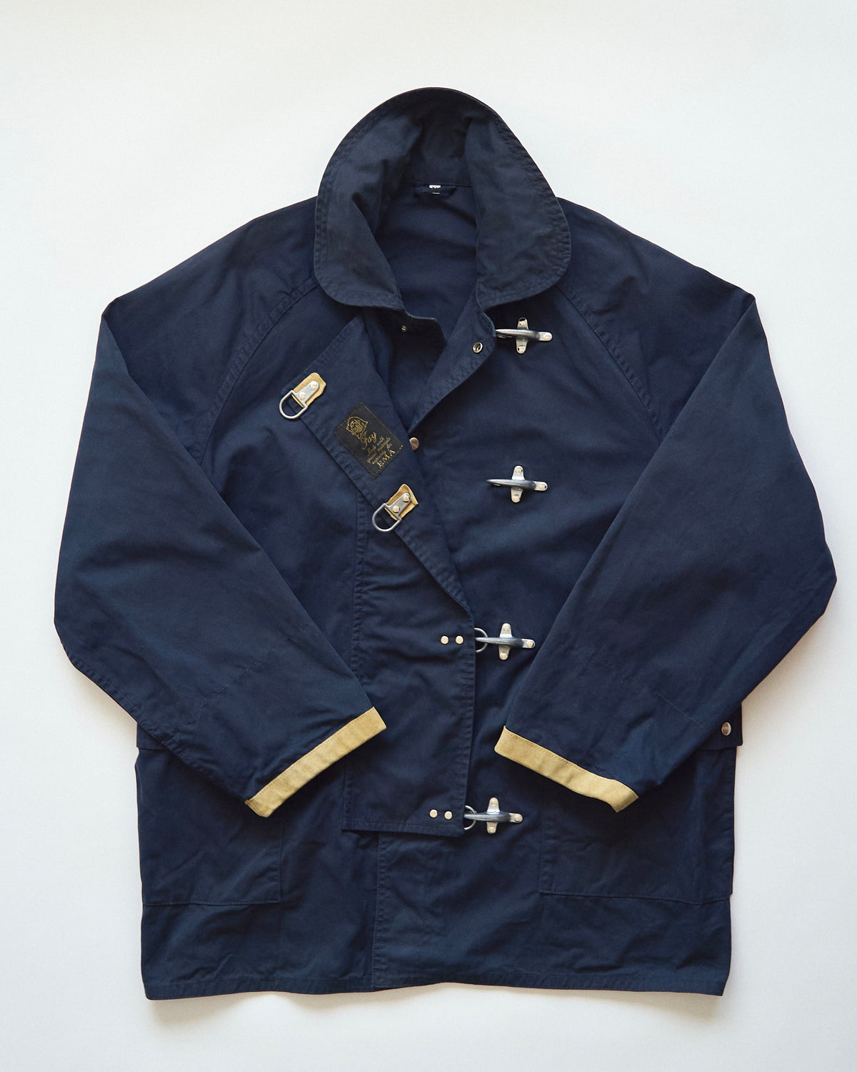 【SIZE L】-90s FAY Cotton Canvas Fireman Toggle Coat / Navy
