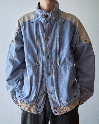 【SIZE M-L】80-90s FLASH Cotton Twill Detachable Multi-Pocket Bomber Jacket / Grey Beige