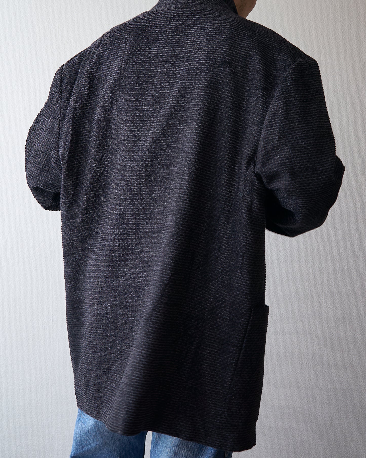 90s JHANE BARNES Wool/Linen Textured boucle Jacket / Black