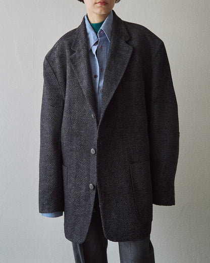 【Size L】90s JHANE BARNES Wool/Linen Textured boucle Jacket / Black