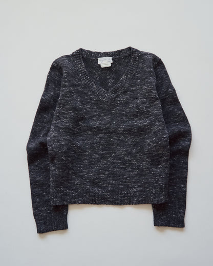 【SIZE S-M】90s agnès b. WOOL MELANGE V-NECK KNIT / Charcoal