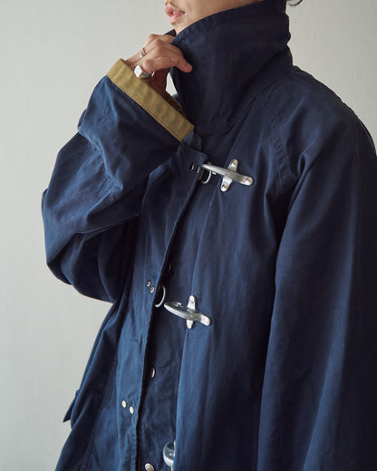 【SIZE L】-90s FAY Cotton Canvas Fireman Toggle Coat / Navy