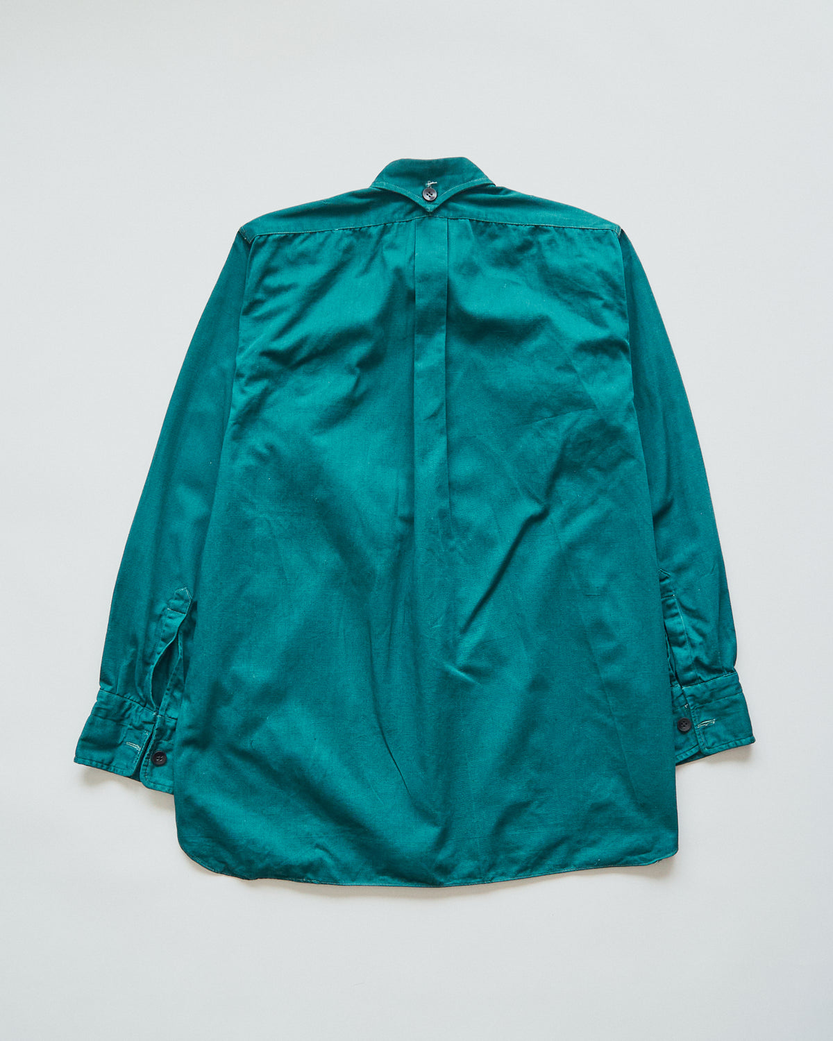 【SIZE S】1950-60s French Cotton Twill Back-Button Work Shirt / Deep Teal