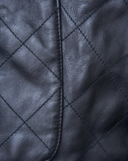 【SIZE L】HUGO BOSS Leather & Wool Panel Quilted Gilet / Black