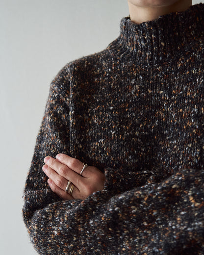 【SIZE S-M】90s agnès b. homme  Nep Melange Mock Neck Sweater / Charcoal