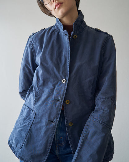 【SIZE S】ARMANI JEANS Garment-Dyed Cotton Convertible-Collar Field Jacket / Navy