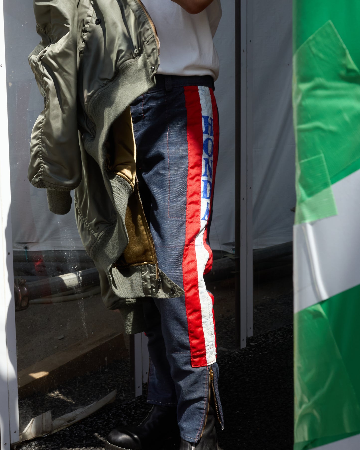 ~70s HONDA Motocross Racing Denim Pants / Painted Outseam Stripe