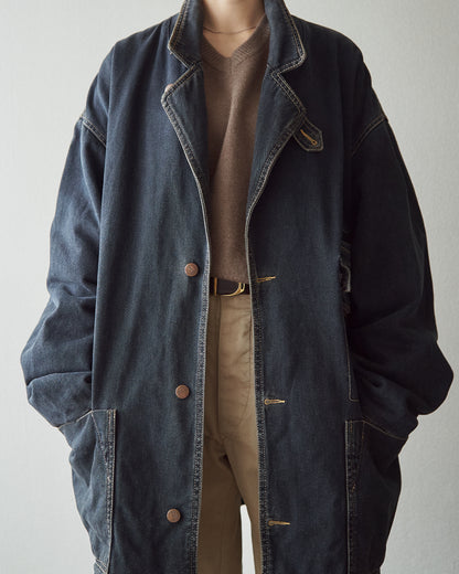【SIZE L】-90s MISSONI SPORT Overdyed Denim Chore Coat / Black