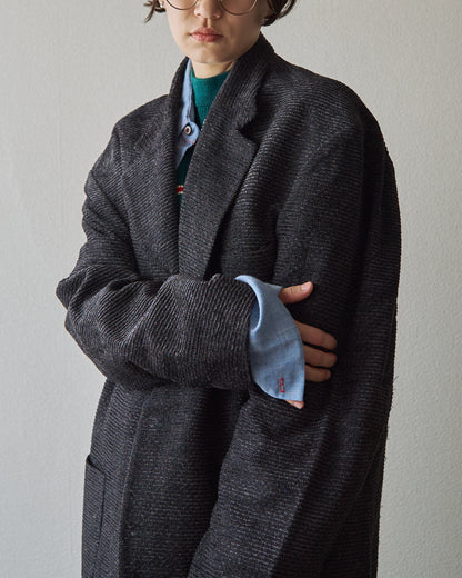 【Size L】90s JHANE BARNES Wool/Linen Textured boucle Jacket / Black
