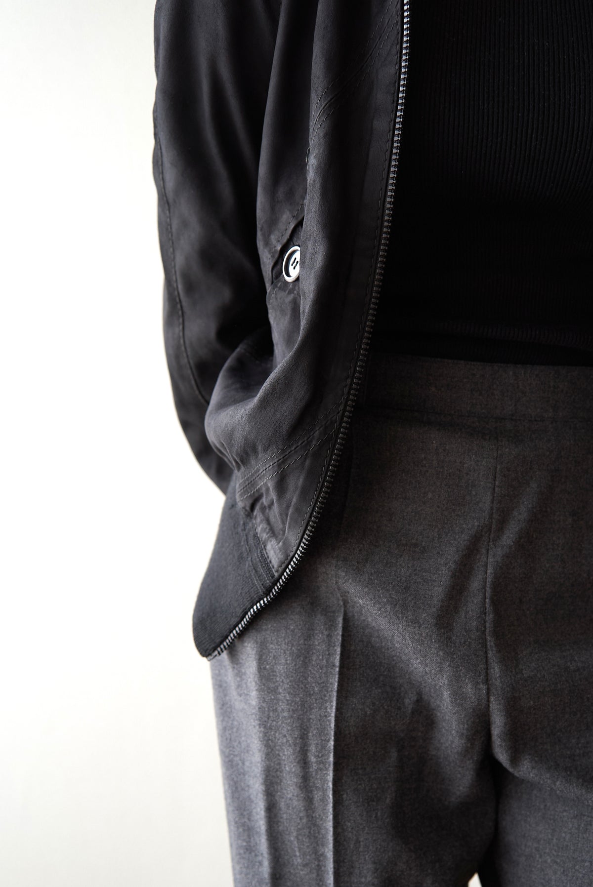 【SIZE XS】ITALIAN SUEDE SHORT BLOUSON / Black