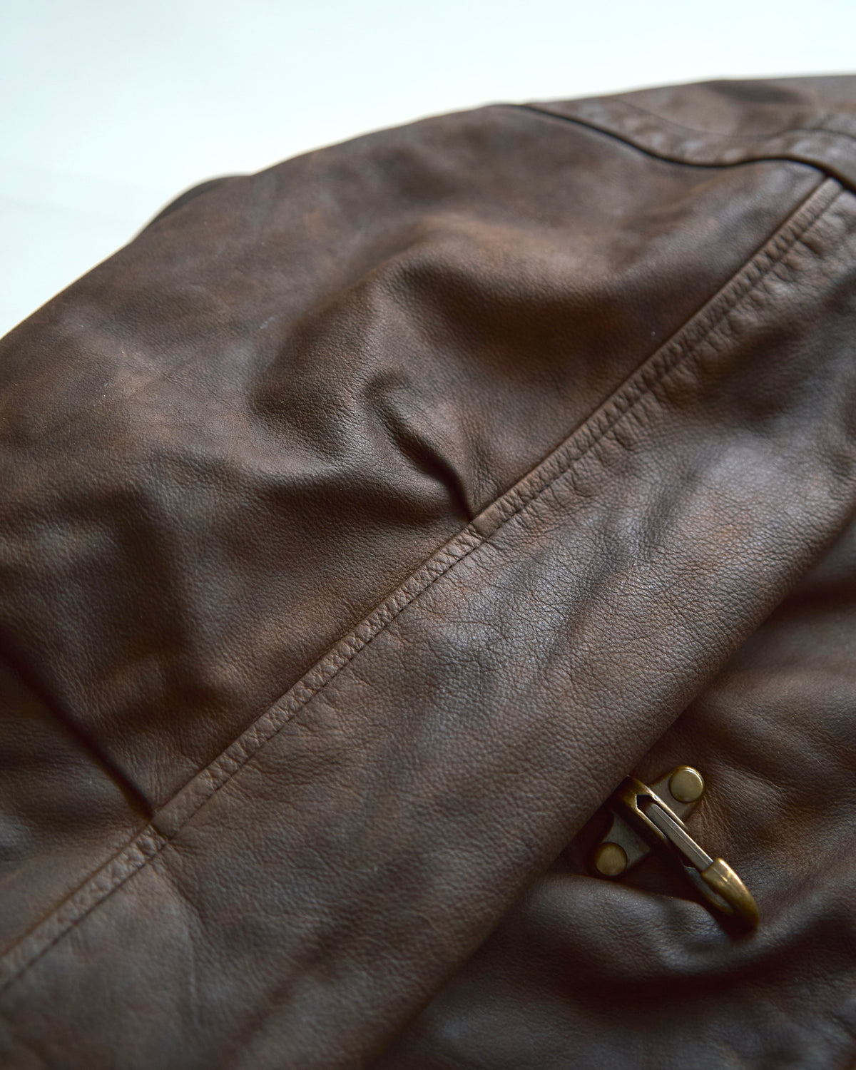 【SIZE S-M】80s Italian Leather Fireman  Hooded Jacket / Brown