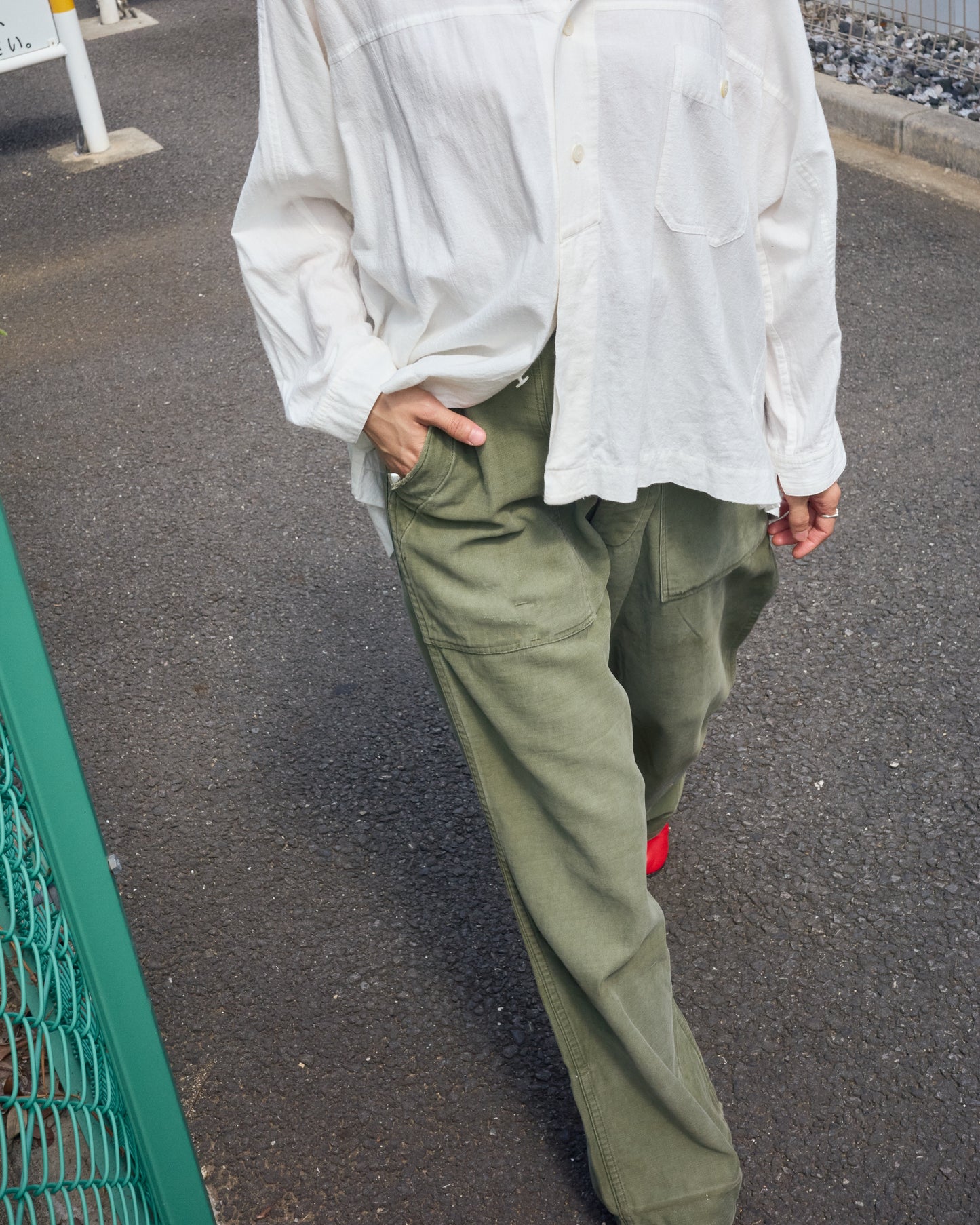 【Size S】 1950s-60s US ARMY Baker Pants / Faded Olive