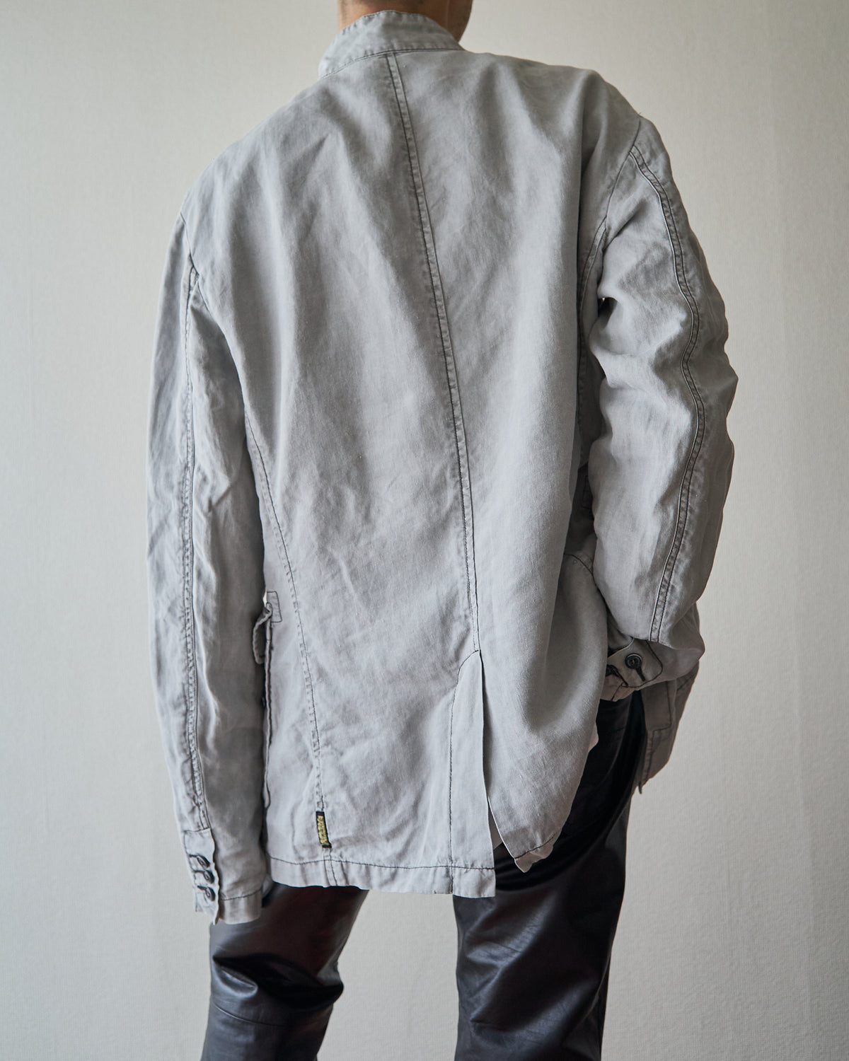 【SIZE : M-L】 ARMANI JEANS Garment-Dyed Linen Field Jacket / Light Grey