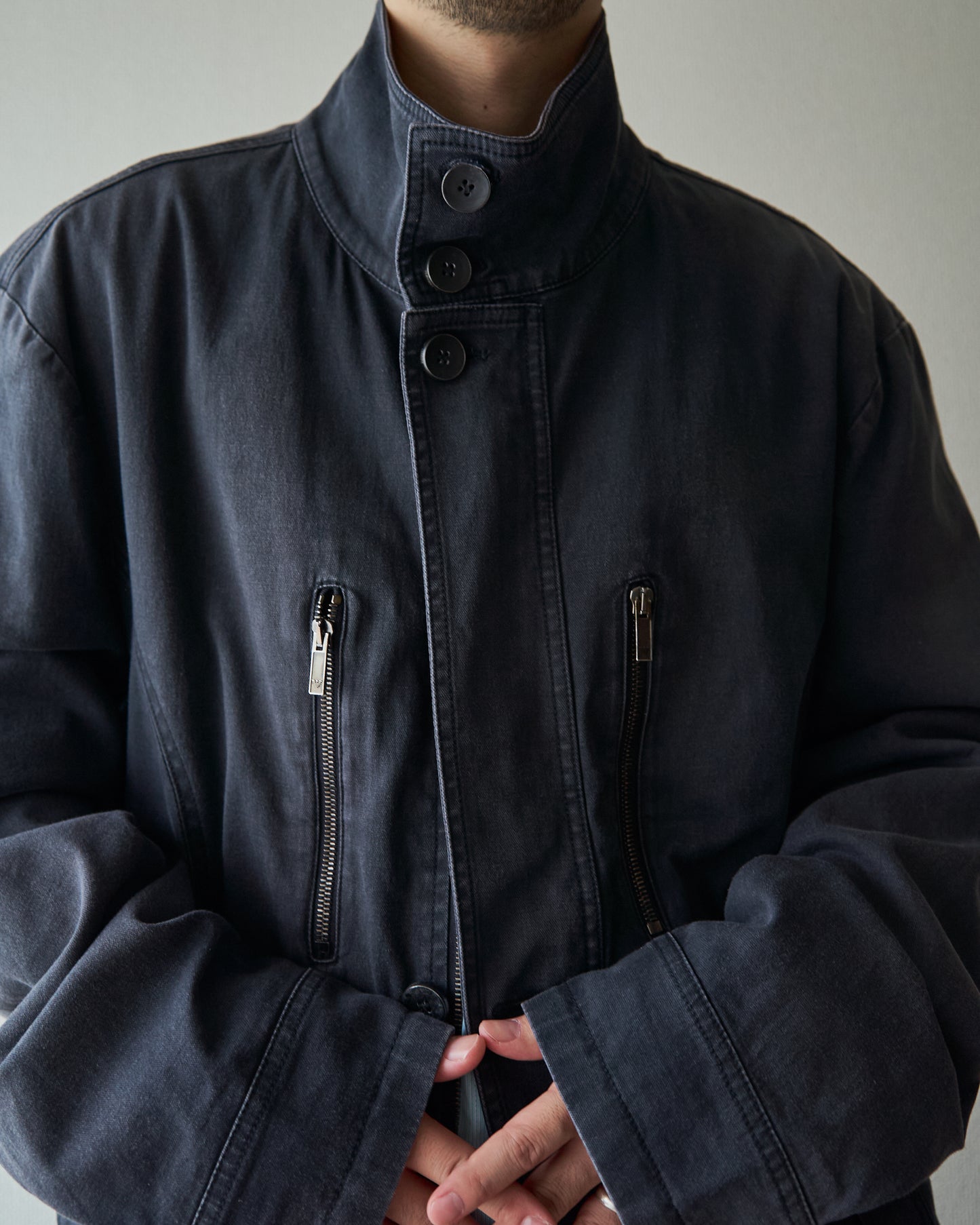 2010s EMPORIO ARMANI JOSH LINE Washed Cotton Deconstructed Blouson / Faded Navy