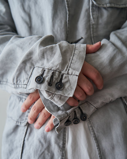 【SIZE : M-L】 ARMANI JEANS Garment-Dyed Linen Field Jacket / Light Grey