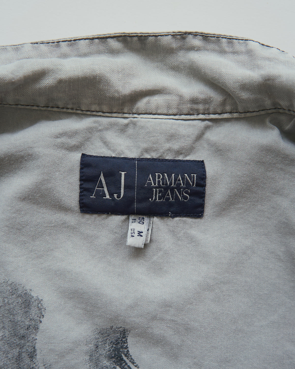 【SIZE : M-L】 ARMANI JEANS Garment-Dyed Linen Field Jacket / Light Grey