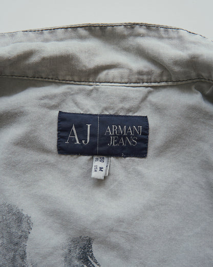 【SIZE : M-L】 ARMANI JEANS Garment-Dyed Linen Field Jacket / Light Grey