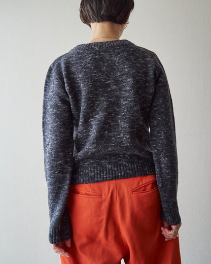 【SIZE S-M】90s agnès b. WOOL MELANGE V-NECK KNIT / Charcoal
