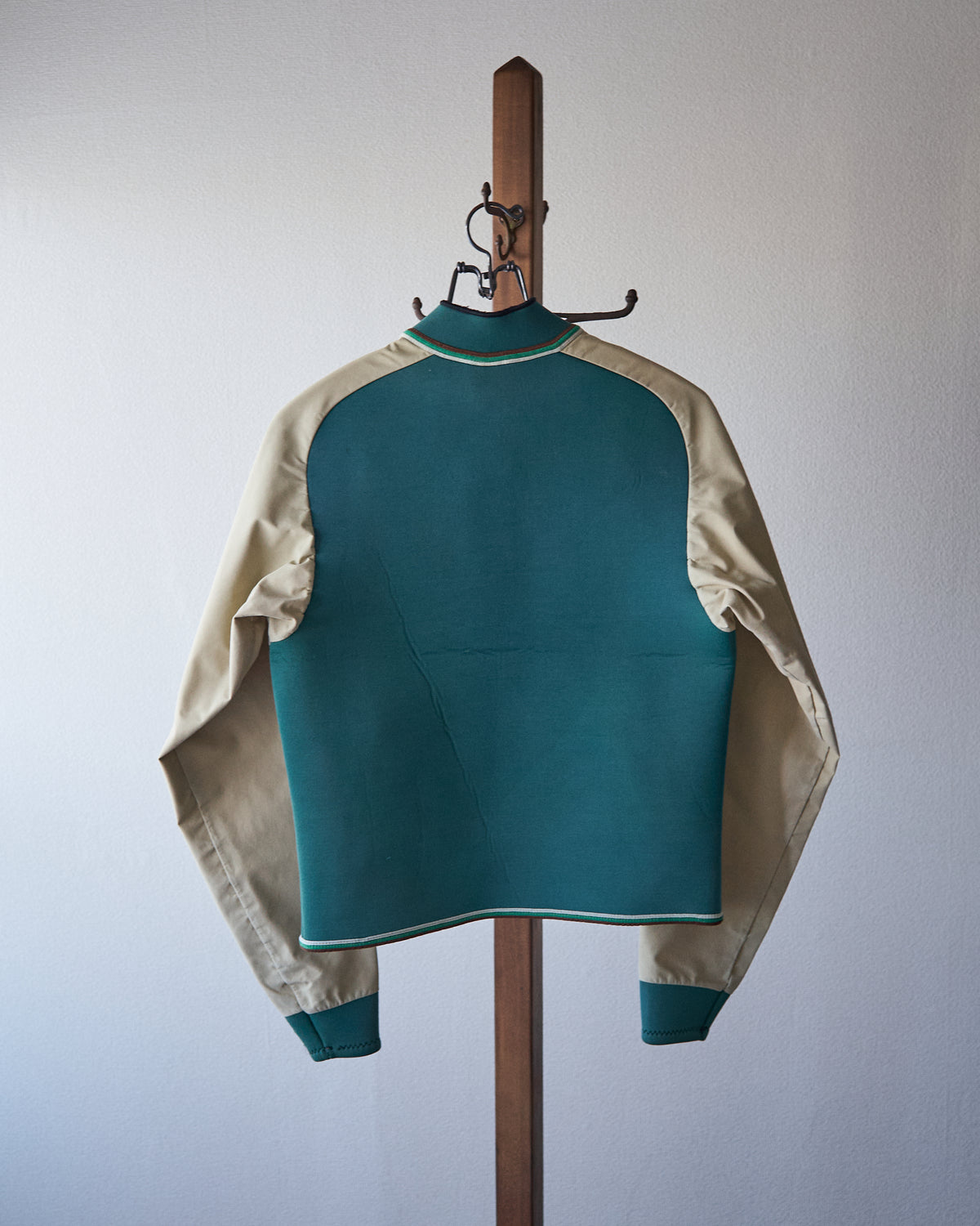 【SIZE S】1980-90s Neoprene Switching Jacket / Green × Beige