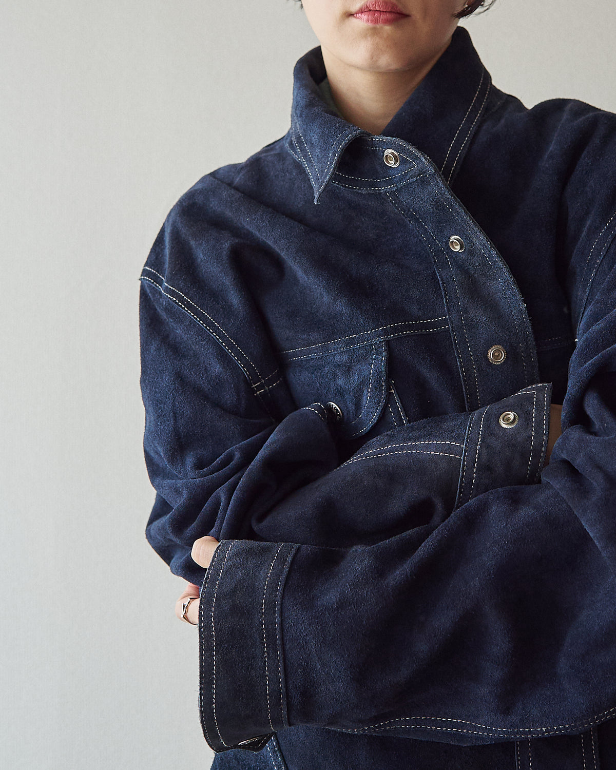 【SIZE L】90s-00s DIESEL Suede Reversible Trucker Jacket / Navy