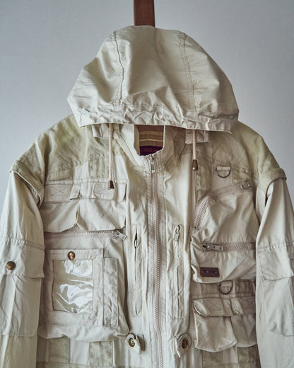 【Size L】90-00s PAUL & SHARK Cotton Multi-Pocket Detachable-Sleeve Photographer Jacket / Ecru