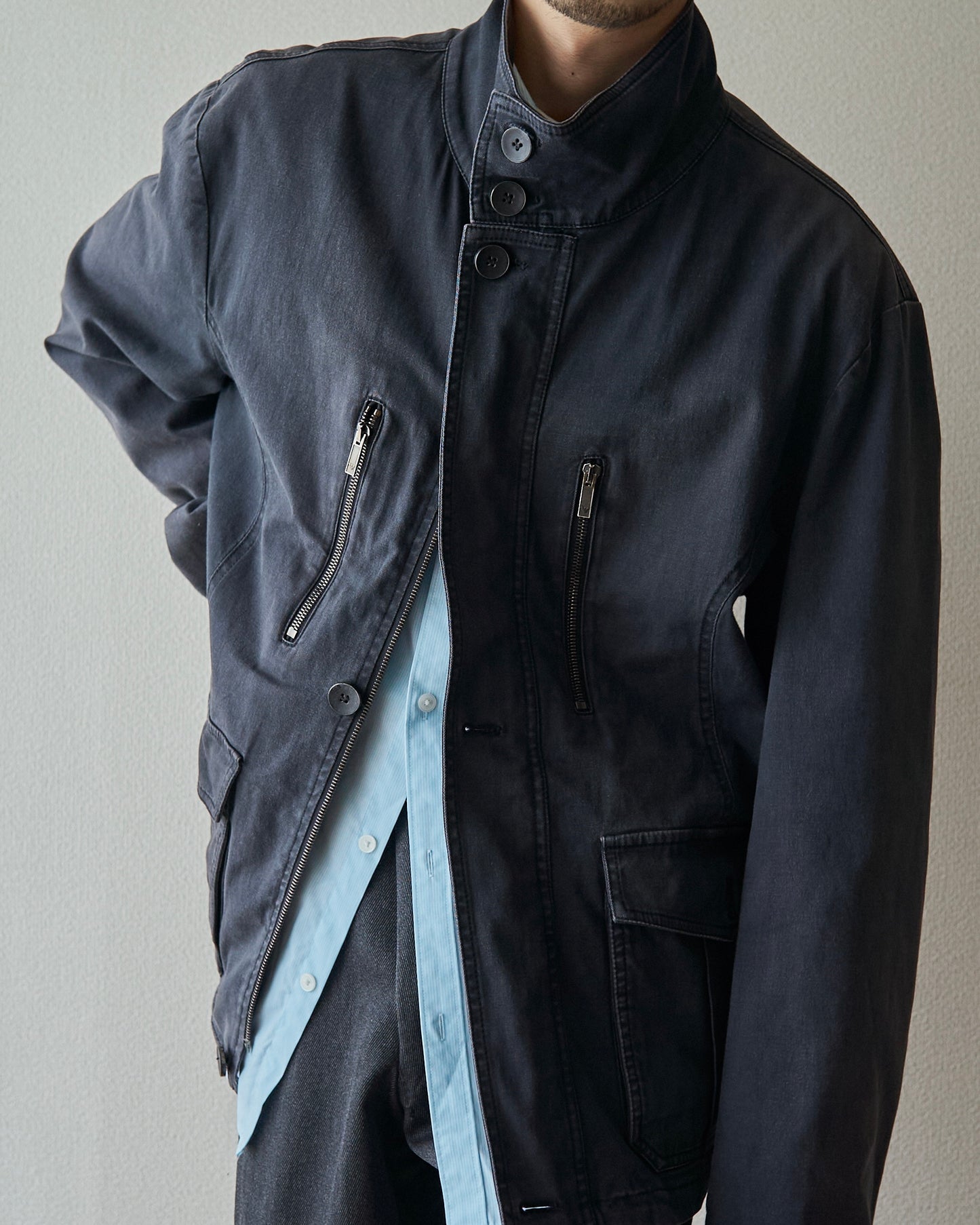 2010s EMPORIO ARMANI JOSH LINE Washed Cotton Deconstructed Blouson / Faded Navy