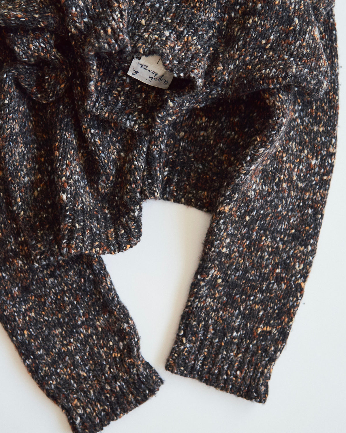 【SIZE S-M】90s agnès b. homme  Nep Melange Mock Neck Sweater / Charcoal