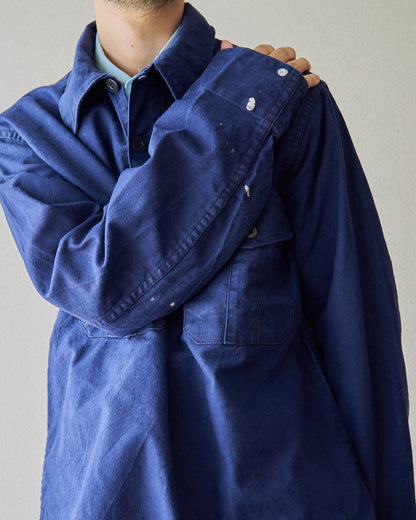 【SIZE M-L】70's Swedish Military Cotton Twill Pullover Shirt / Ink Blue