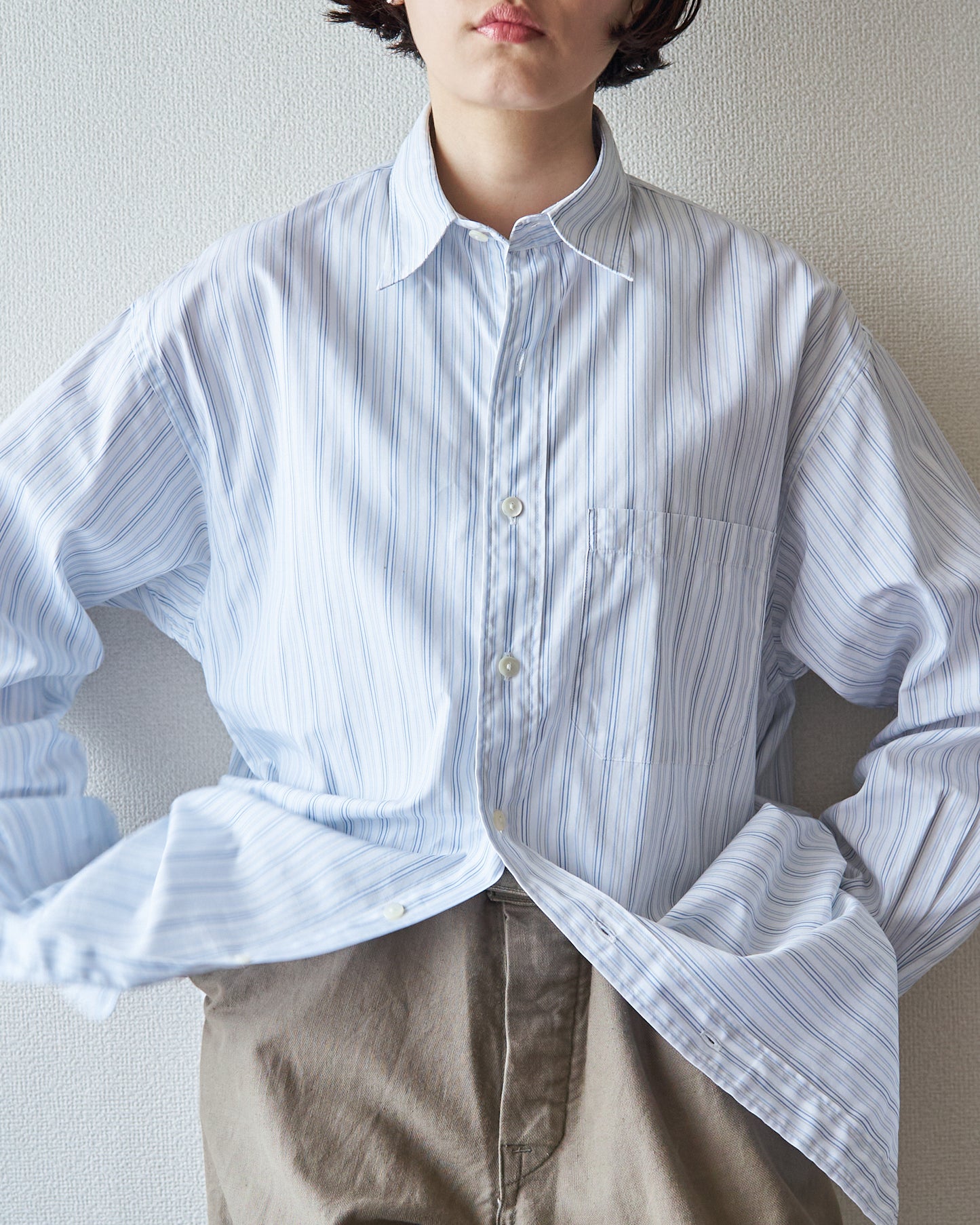 90’s~00s KENZO  Cotton Multi Stripe Casual Shirt  / Blue × White
