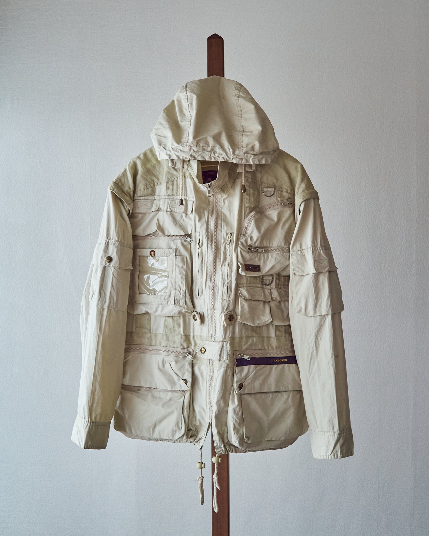 90-00s PAUL & SHARK Cotton Multi-Pocket Detachable-Sleeve Photographer Jacket / Ecru