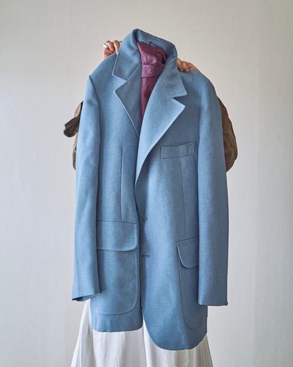 【SIZE L】-1980s JCPENNEY Textured Notch Lapel Tailored Jacket / Powder Blue