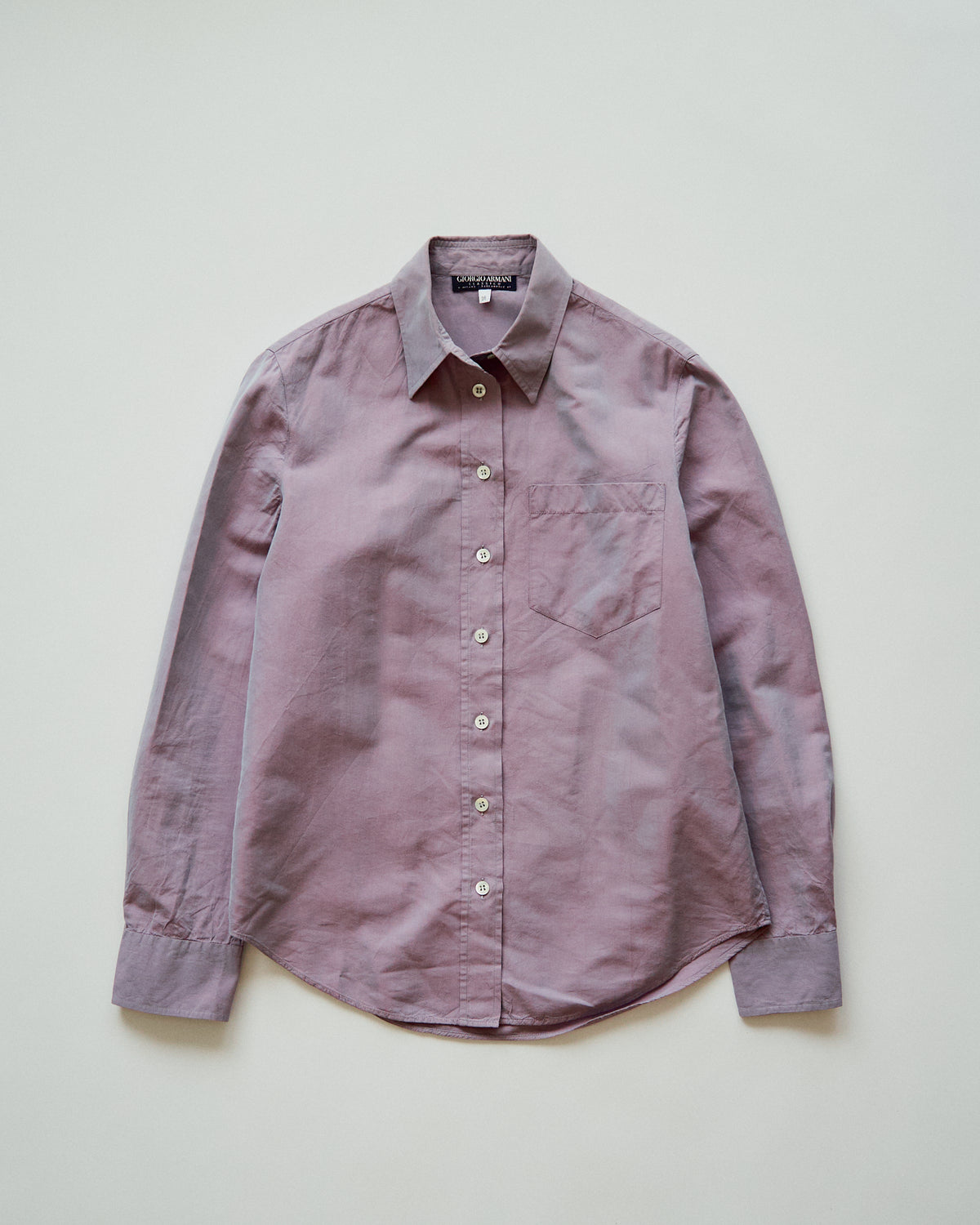 【SIZE S】90s GIORGIO ARMANI CLASSICO Cotton Silk Fabric TAMAMUSHI Shirt / Mauve Purple