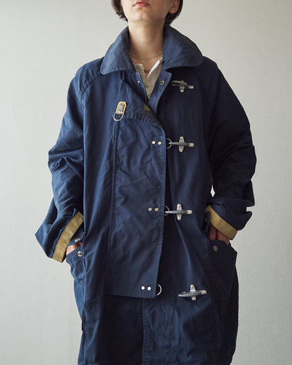 【SIZE L】-90s FAY Cotton Canvas Fireman Toggle Coat / Navy