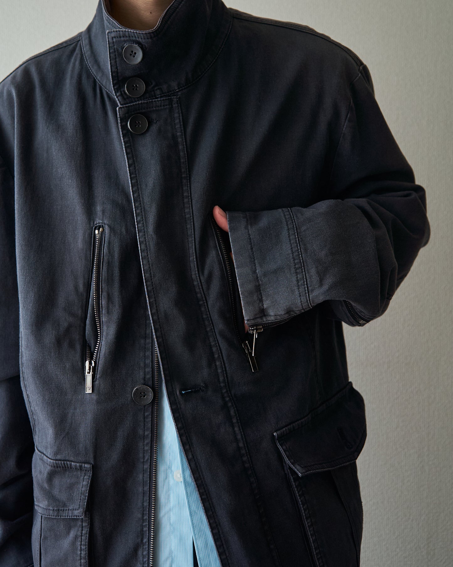 2010s EMPORIO ARMANI JOSH LINE Washed Cotton Deconstructed Blouson / Faded Navy