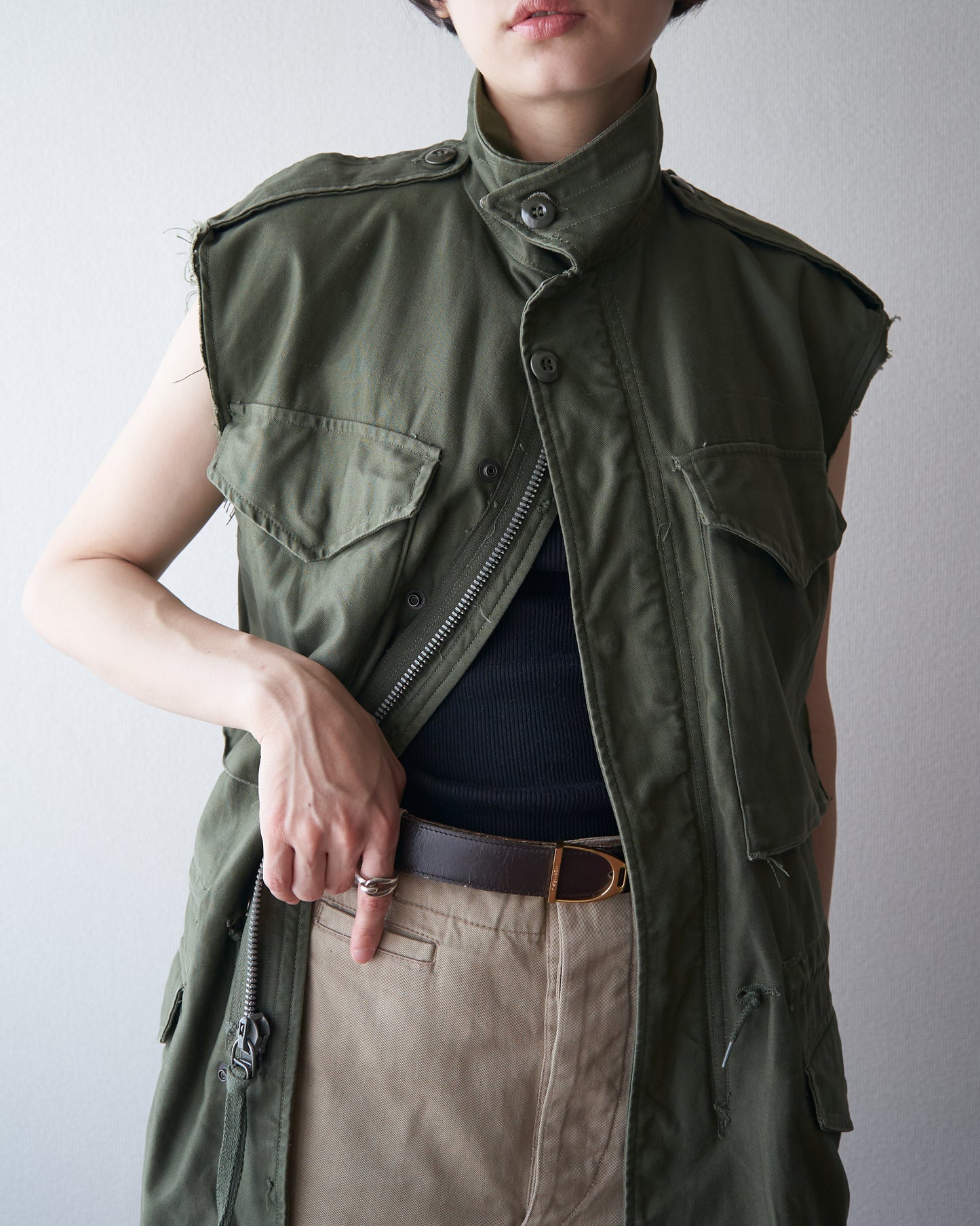 60s US ARMY M-51 Field Jacket Custom Vest / OG-107 Olive