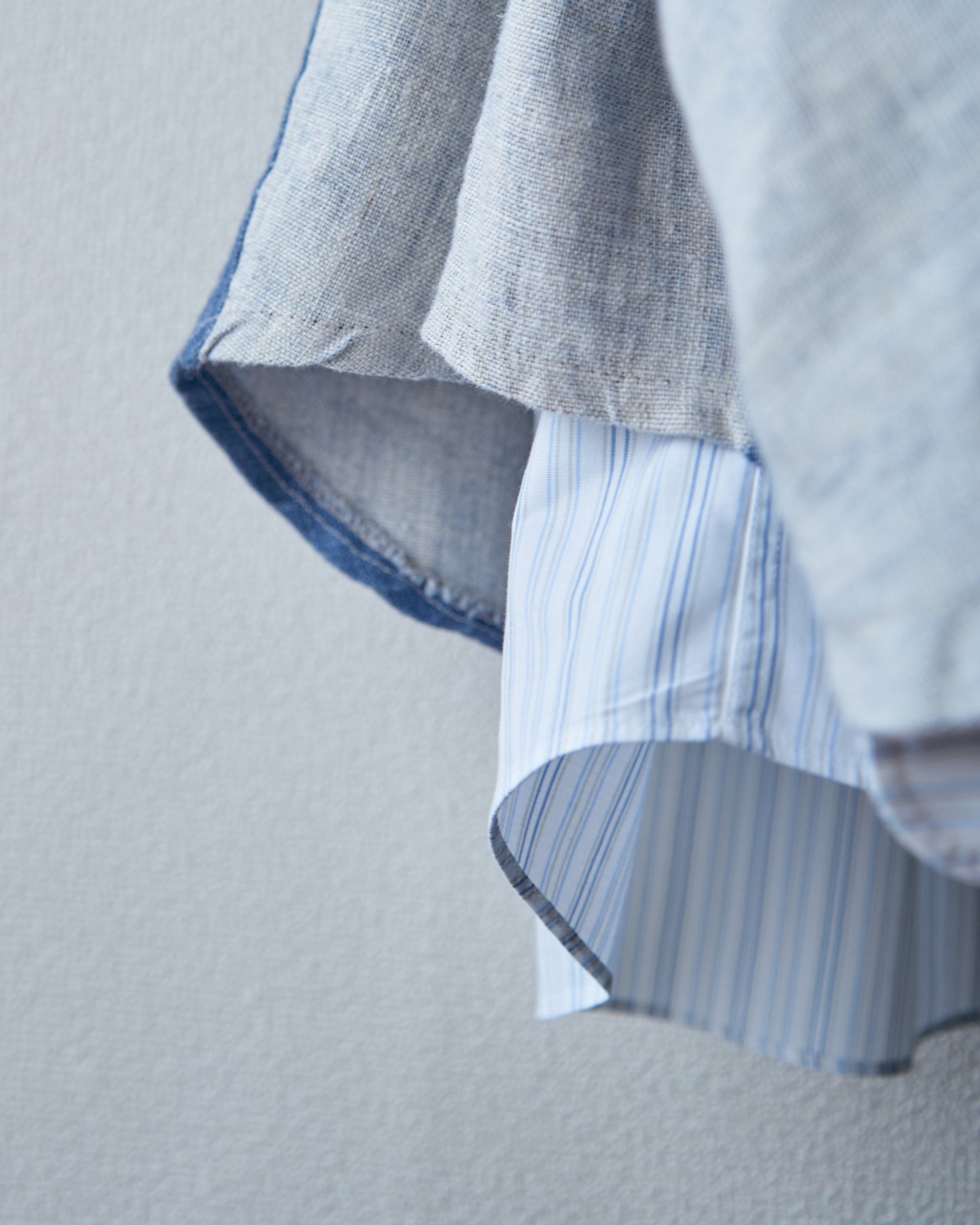 80-90s Circular Pocket Switching Linen Jacket / Blue × Gray