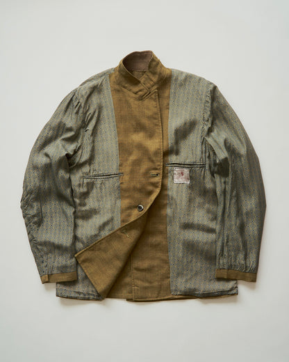 【SIZE M】70s Notch Lapel Double Breasted Tailored Jacket / Mustard Olive
