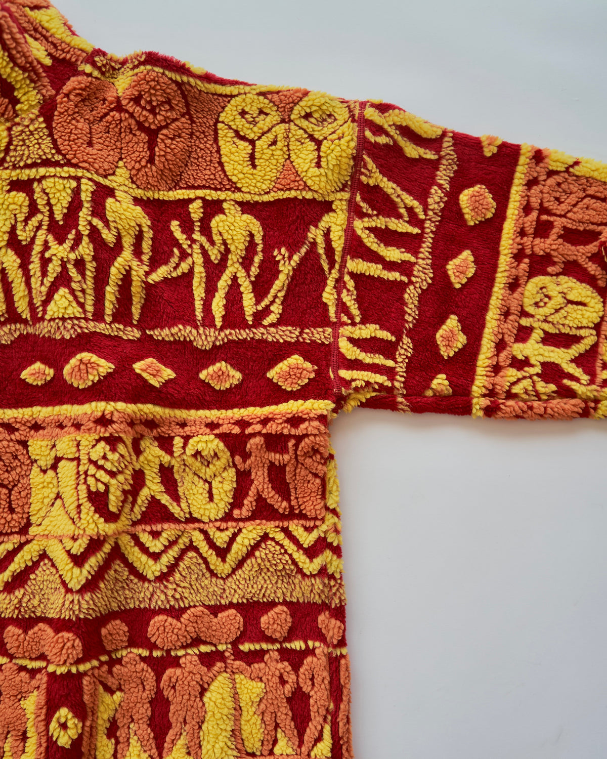 【SIZE L】90s DESCENTE Acrylic Jacquard Boa Tribal Pattern Pullover / Red