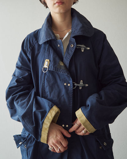 【SIZE L】-90s FAY Cotton Canvas Fireman Toggle Coat / Navy
