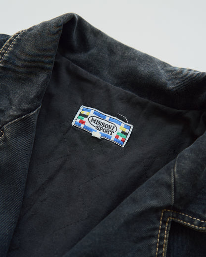 【SIZE L】-90s MISSONI SPORT Overdyed Denim Chore Coat / Black