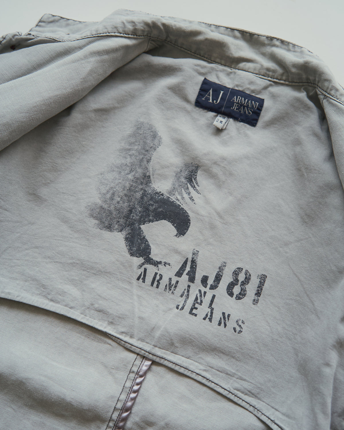 【SIZE : M-L】 ARMANI JEANS Garment-Dyed Linen Field Jacket / Light Grey