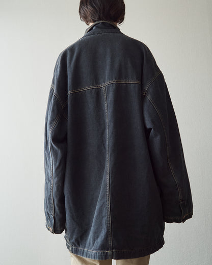 【SIZE L】-90s MISSONI SPORT Overdyed Denim Chore Coat / Black