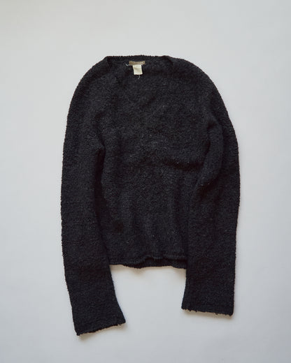 【SIZE S-M】J.CREW Bouclé Textured V-Neck Sweater / Black