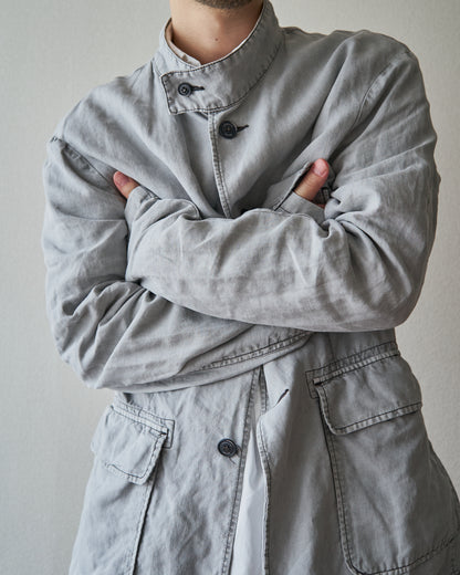 【SIZE : M-L】 ARMANI JEANS Garment-Dyed Linen Field Jacket / Light Grey