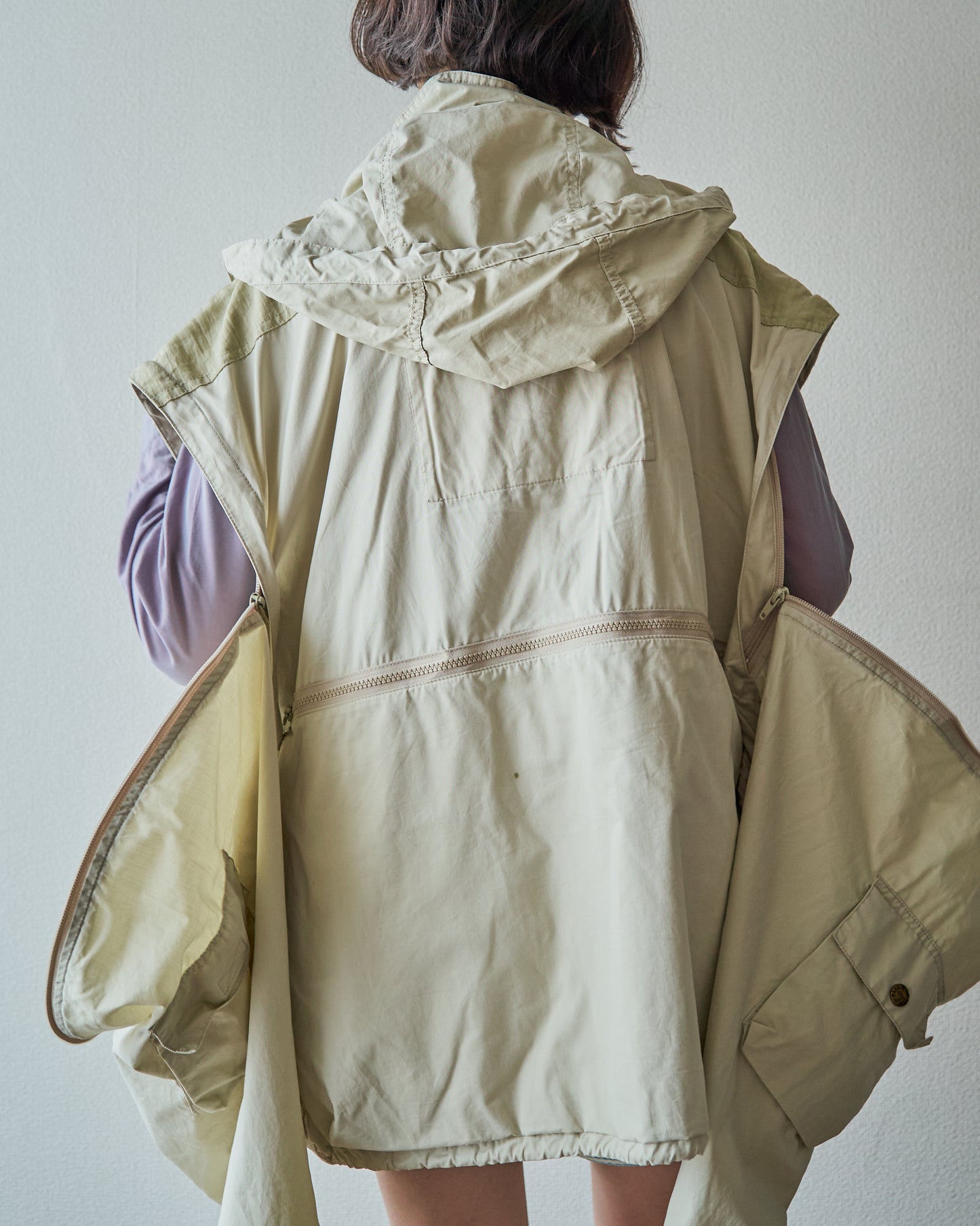 90-00s PAUL & SHARK Cotton Multi-Pocket Detachable-Sleeve Photographer Jacket / Ecru