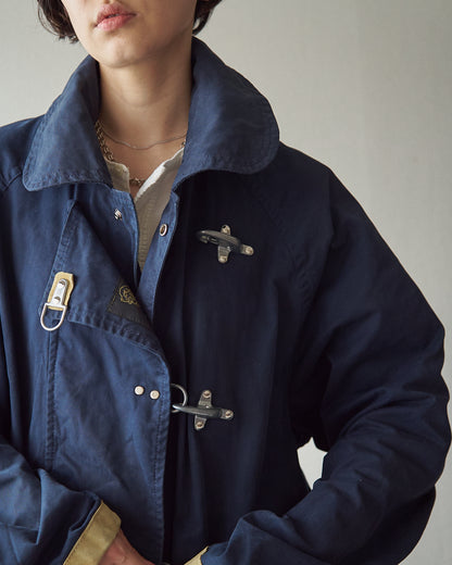 【SIZE L】-90s FAY Cotton Canvas Fireman Toggle Coat / Navy