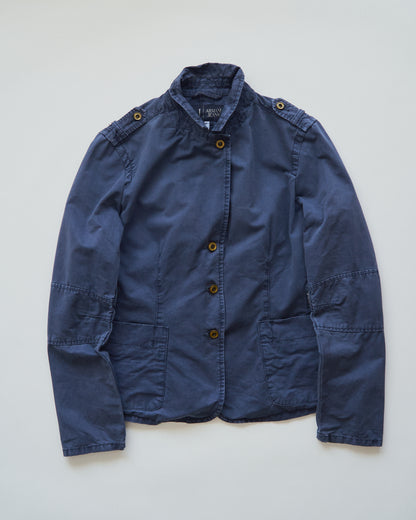 【SIZE S】ARMANI JEANS Garment-Dyed Cotton Convertible-Collar Field Jacket / Navy