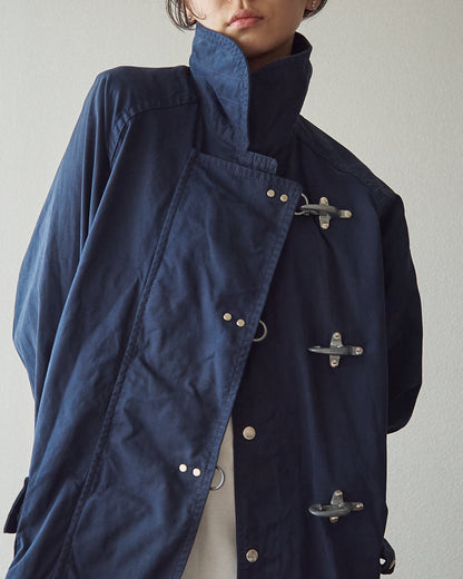 【SIZE L】-90s FAY Cotton Canvas Fireman Toggle Coat / Navy