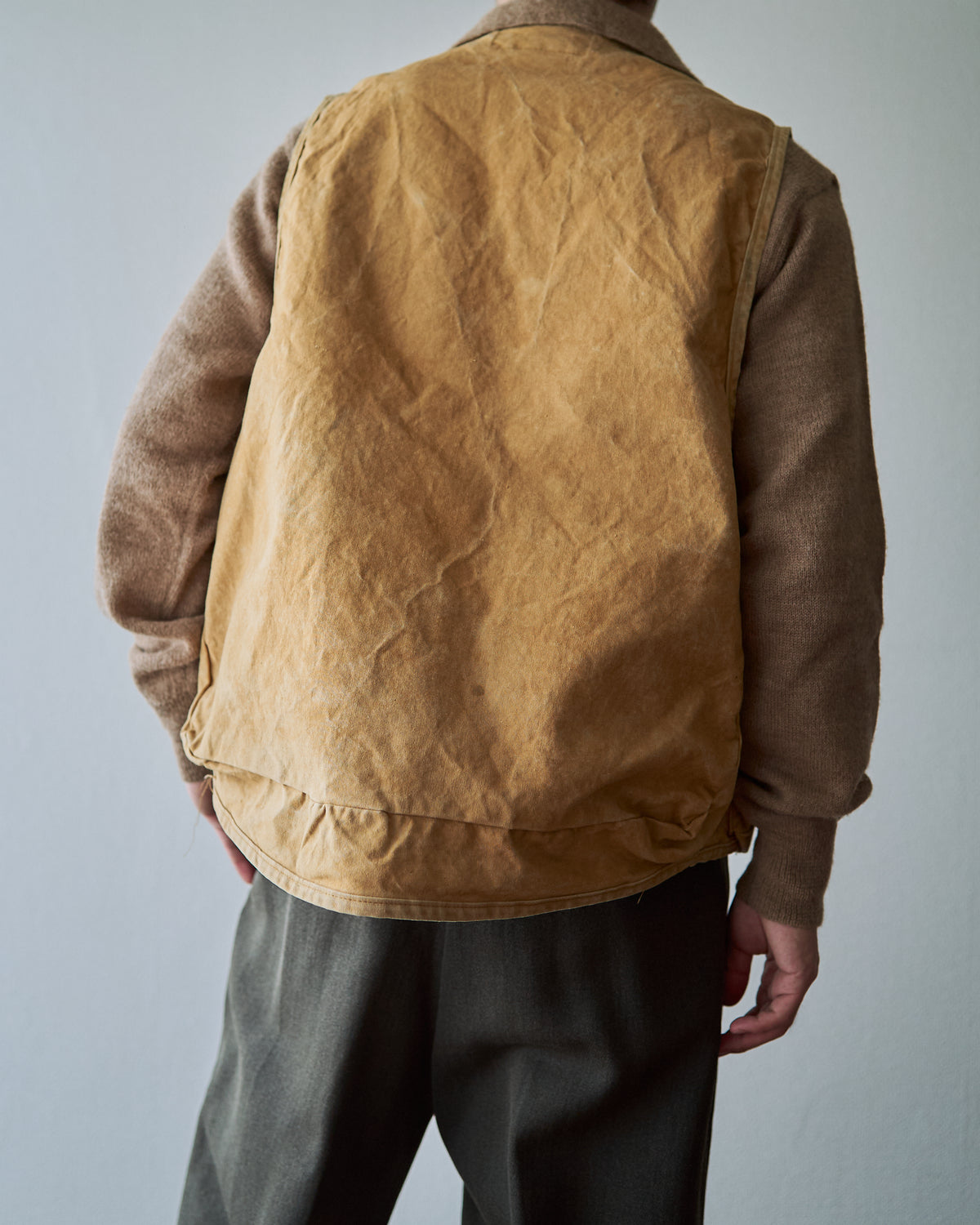 【SIZE M】70s US Cotton Duck Quilted-Yoke Hunting Vest / Tan