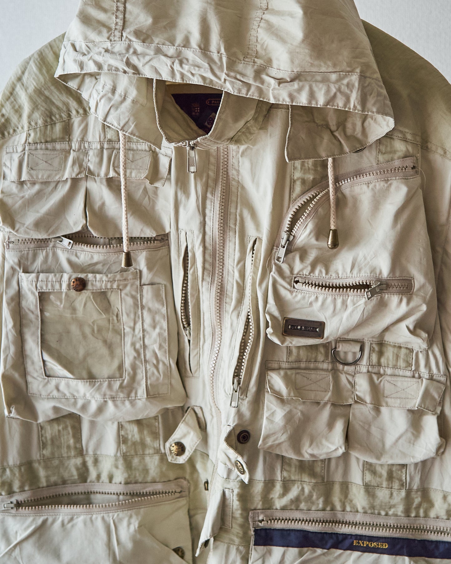 90-00s PAUL & SHARK Cotton Multi-Pocket Detachable-Sleeve Photographer Jacket / Ecru